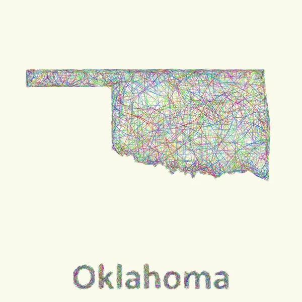 Oklahoma linie umění mapa — Stockový vektor