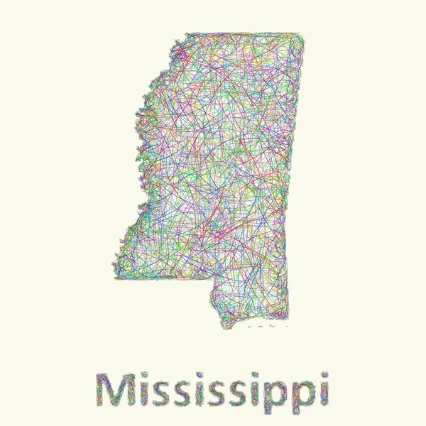 Mississippi linha de arte mapa — Vetor de Stock