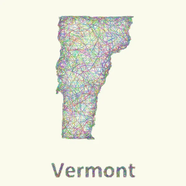 Mappa della linea artistica del Vermont — Vettoriale Stock