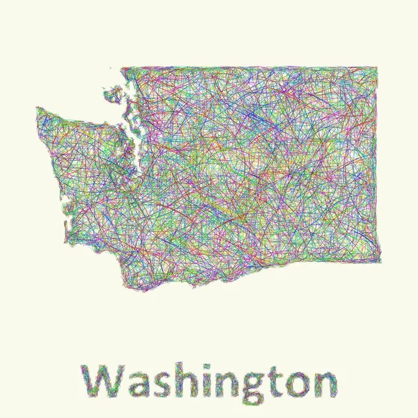 Washington line art mappa — Vettoriale Stock