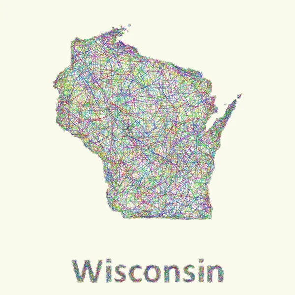 Wisconsin line art Térkép — Stock Vector