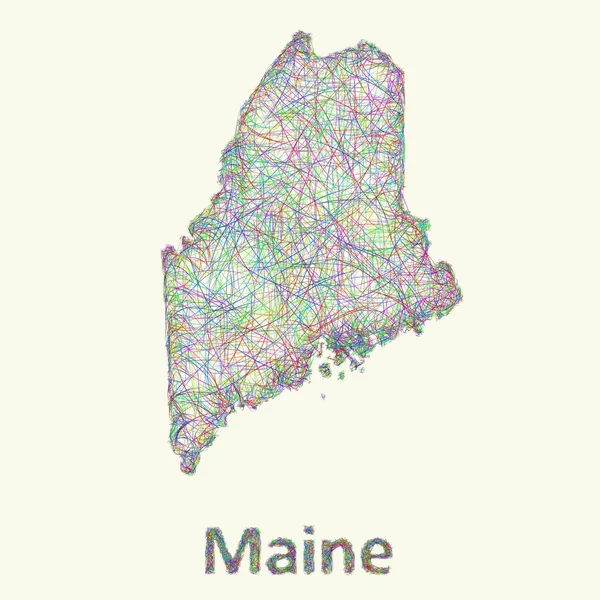 Carte artistique en ligne du Maine — Image vectorielle