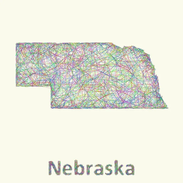 Nebraska line art Térkép — Stock Vector