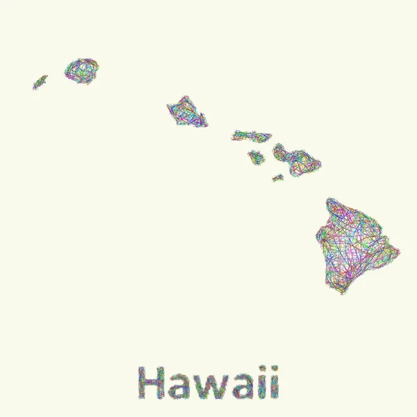 Hawaii konst linjekarta — Stock vektor