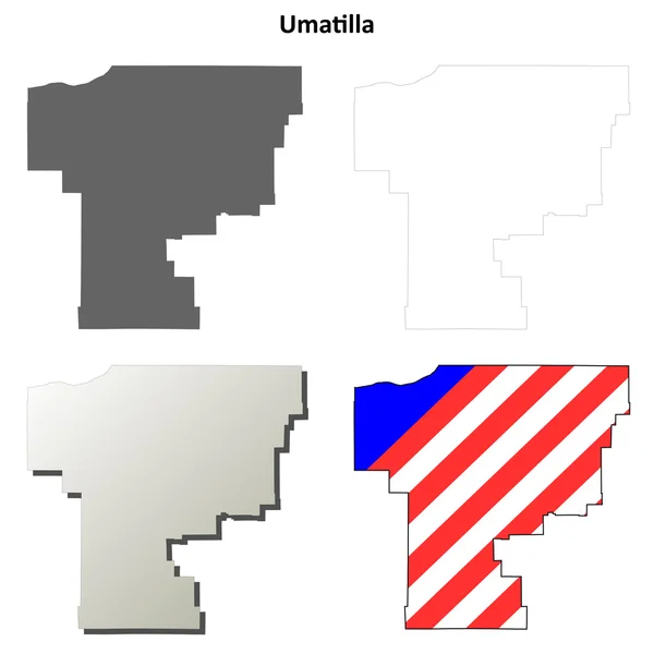 ユマティラ郡概要地図セット — ストックベクタ
