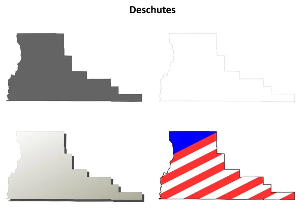 Deschutes County in Oregon overzicht kaart set — Stockvector