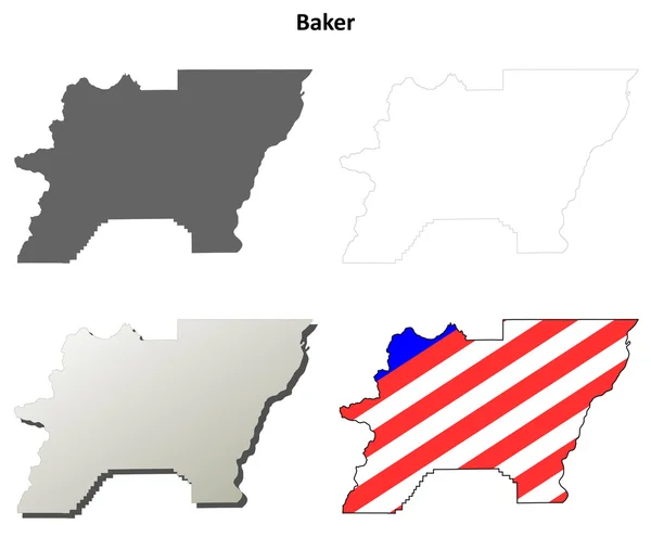 俄勒冈州贝克县市大纲设置的地图 — 图库矢量图片