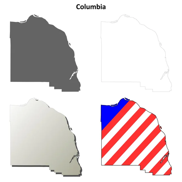 コロンビア郡、オレゴン州概要地図セット — ストックベクタ