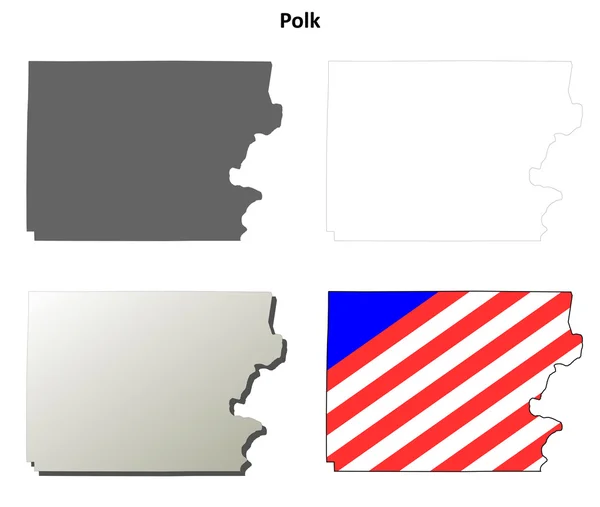 Set di mappe della contea di Polk, Oregon — Vettoriale Stock