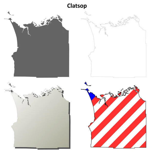 Clatsop County, Oregon schema mappa impostata — Vettoriale Stock