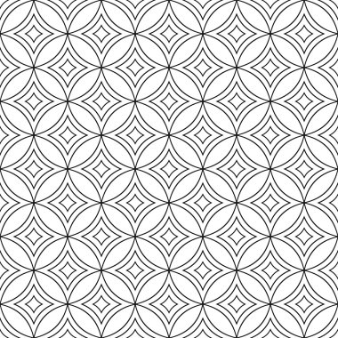 Dikişsiz siyah beyaz kıvrımlı yıldız desen