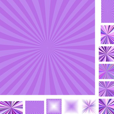 Purple ray burst background set clipart