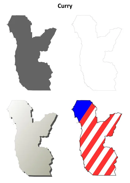 Condado de Curry, Oregón esquema mapa conjunto — Archivo Imágenes Vectoriales