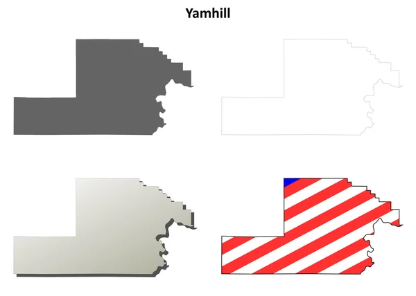 Yamhill County, Oregon esboço mapa definido — Vetor de Stock