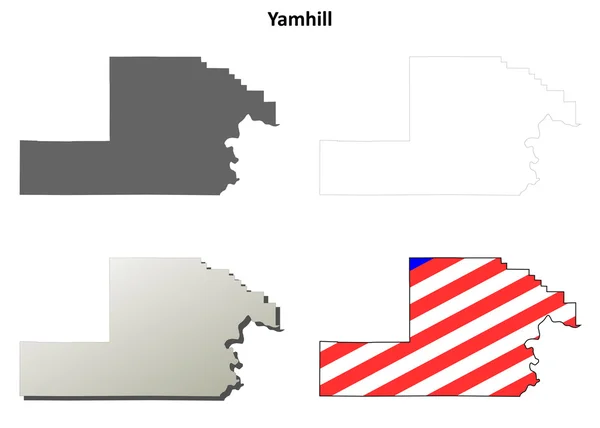 ヤムヒル郡 (オレゴン州) 概要地図セット — ストックベクタ