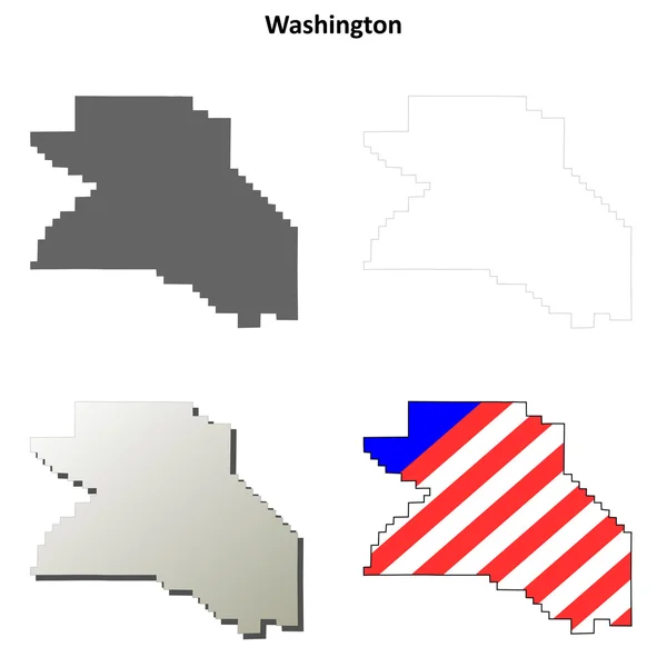 Conjunto de mapas de contorno del Condado de Washington, Oregon — Archivo Imágenes Vectoriales