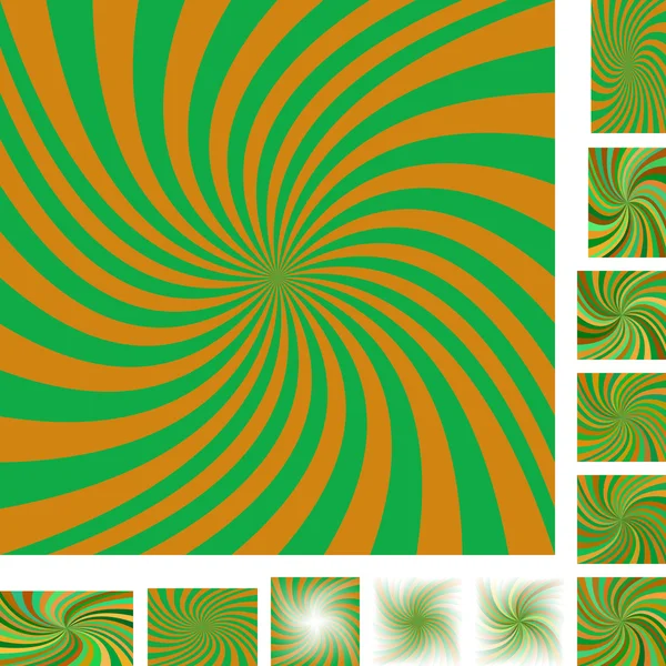 オレンジ色緑色スパイラル背景セット — ストックベクタ
