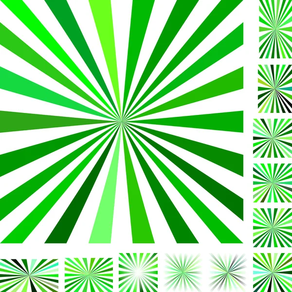 緑の白い光線バースト背景セット — ストックベクタ