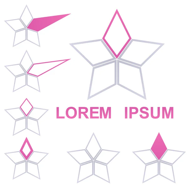 Set di design vettoriale logo stella rosa — Vettoriale Stock