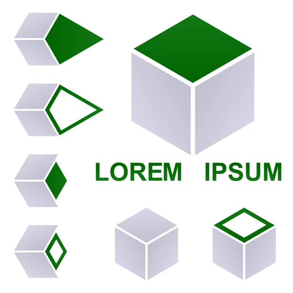 Set di design vettoriale logo cubo — Vettoriale Stock
