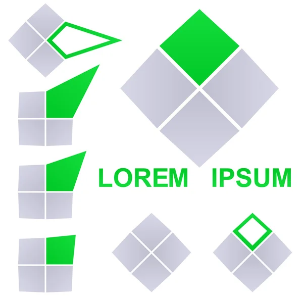 绿色和灰色的方形徽标设计方案集 — 图库矢量图片
