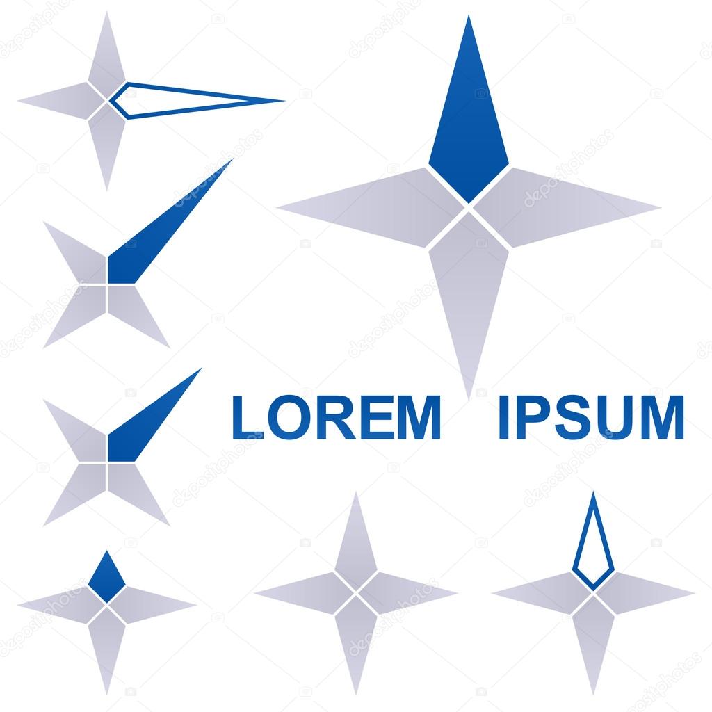 Dark blue star logo icon vector design set