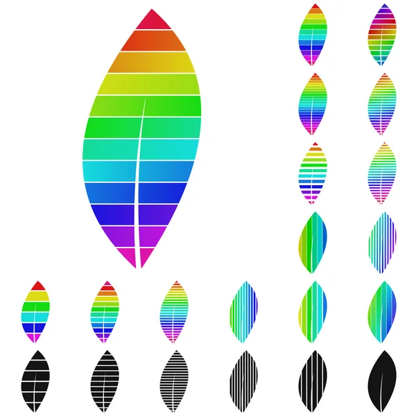 Set of rainbow leaf logo icons — Stock Vector