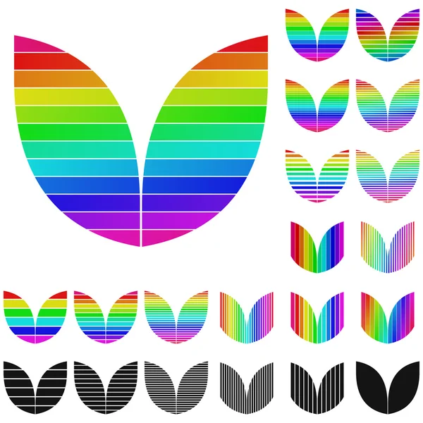 Set von Regenbogen Bio-Lebensmittel-Logo-Designs — Stockvektor