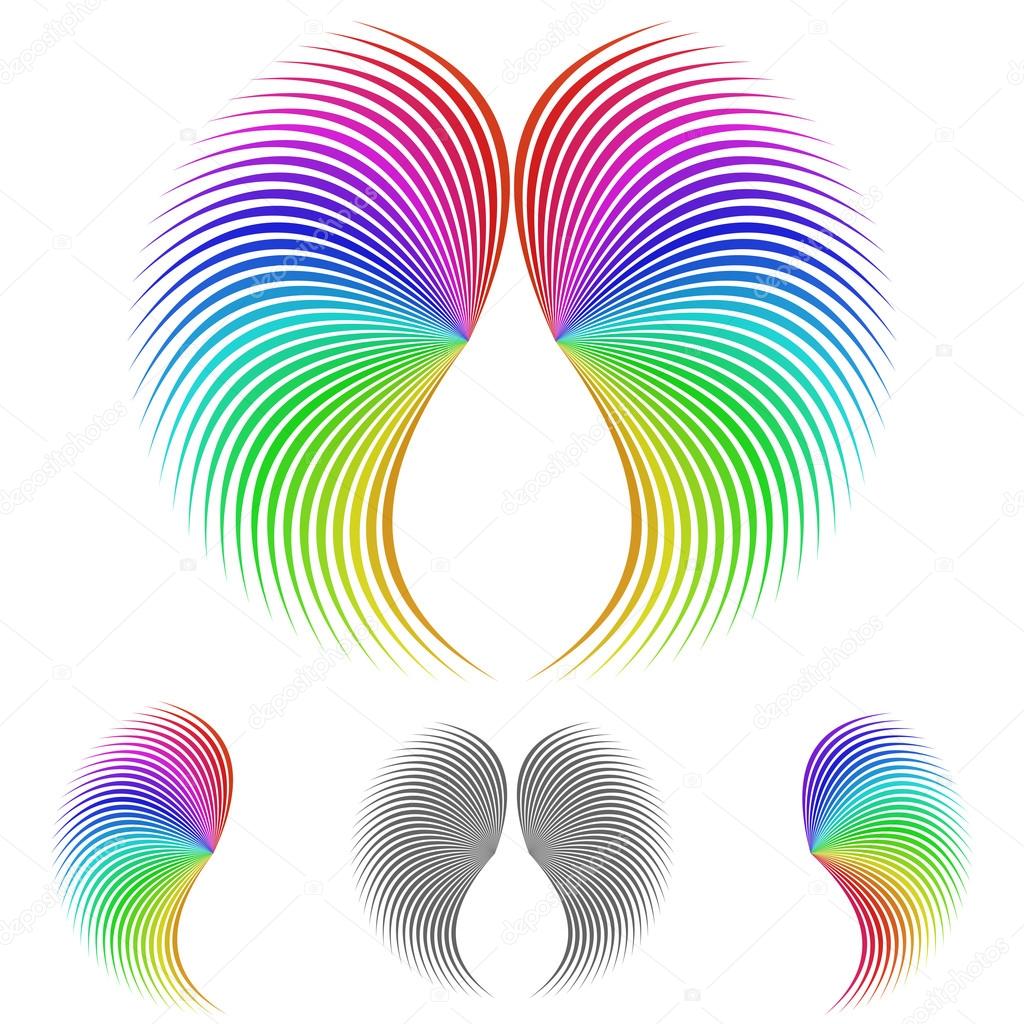 Angel wing logo vector. Wing icon symbol design template set for angel, bird, flight, freedom, goodness concepts.