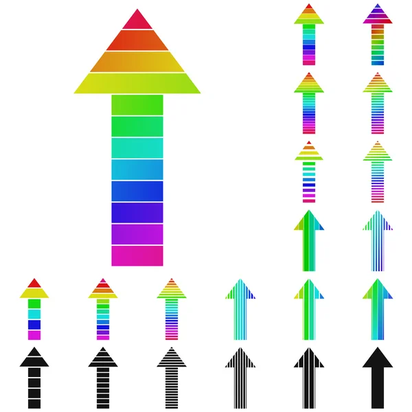 Zestaw rainbow strzałka wzory logo — Wektor stockowy