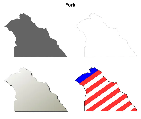 Hrabstwo York kontur mapa zestaw — Wektor stockowy