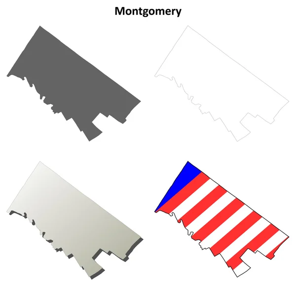 Montgomery County, Pennsylvania anahat harita seti — Stok Vektör