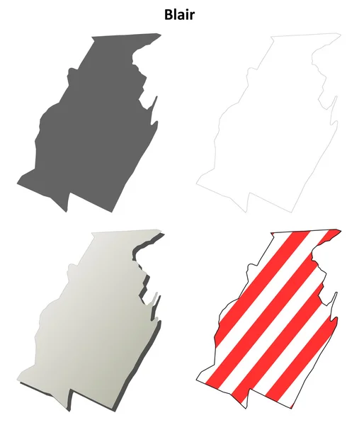 布莱尔县，宾夕法尼亚州大纲设置的地图 — 图库矢量图片