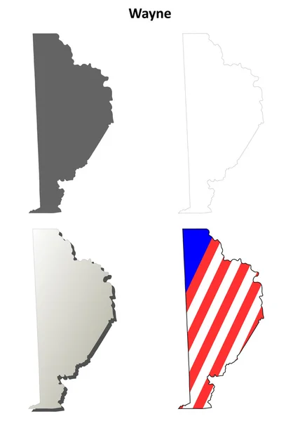 ペンシルベニア州ウェイン郡、概要地図セット — ストックベクタ