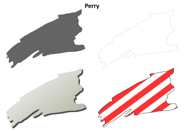 Perry County v Pennsylvánii osnovy mapu sada — Stockový vektor