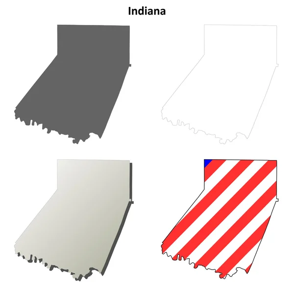 Condado de Indiana, Pensilvânia esboço mapa definido — Vetor de Stock