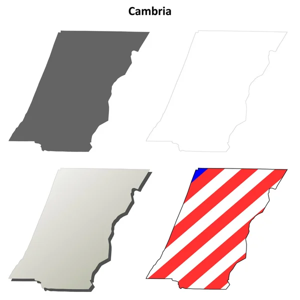 カンブリア郡、ペンシルバニア州概要地図セット — ストックベクタ