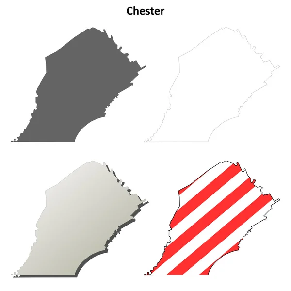 チェスター郡、ペンシルバニア州概要地図セット — ストックベクタ