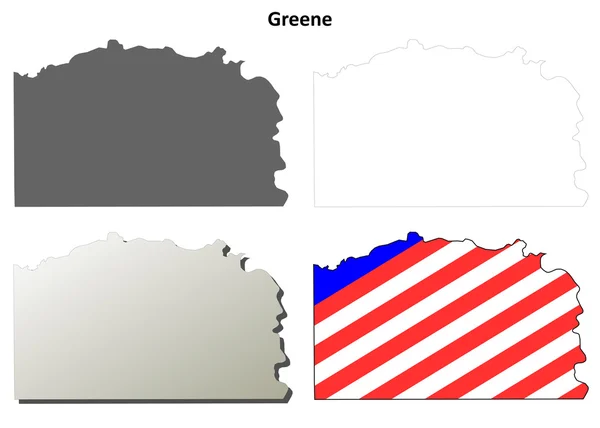 Greene County, Pennsylvania anahat harita seti — Stok Vektör
