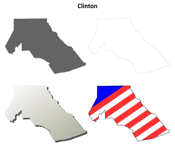 Condado de Clinton, Pensilvania esquema mapa conjunto — Vector de stock