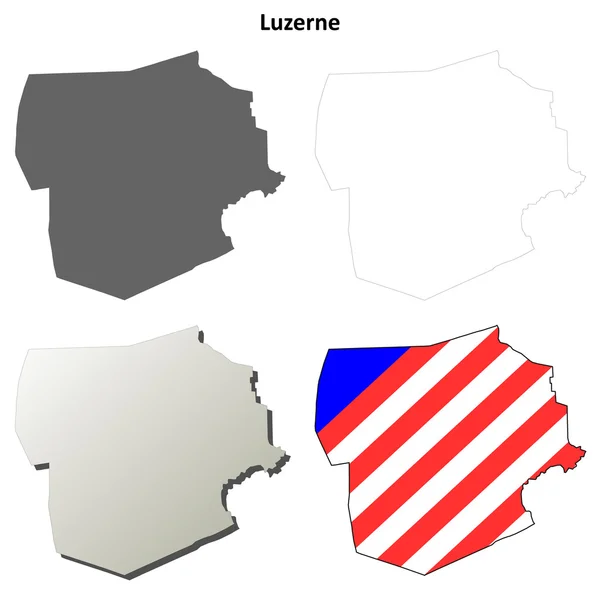 Luzerne County, Pennsylvania outline map set — Stock Vector
