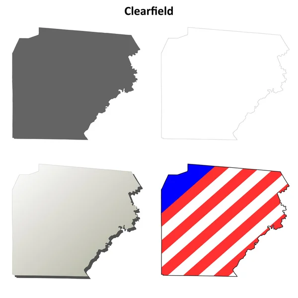 Condado de Clearfield, Pensilvania esquema mapa conjunto — Vector de stock