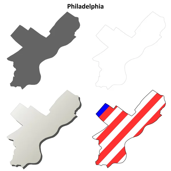 フィラデルヒィア郡、ペンシルバニア州概要地図セット — ストックベクタ