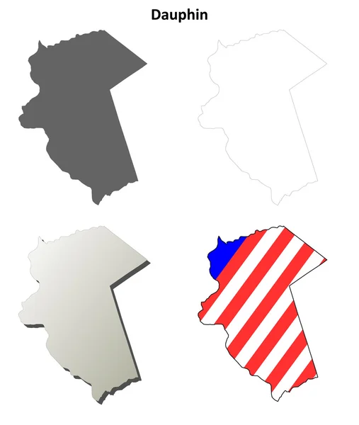 多芬郡，宾夕法尼亚大纲设置的地图 — 图库矢量图片