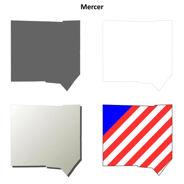 Set di mappe di contorno della contea di Mercer, Pennsylvania — Vettoriale Stock