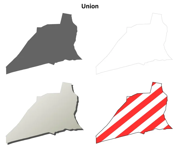 Hrabstwo Union kontur mapa zestaw — Wektor stockowy