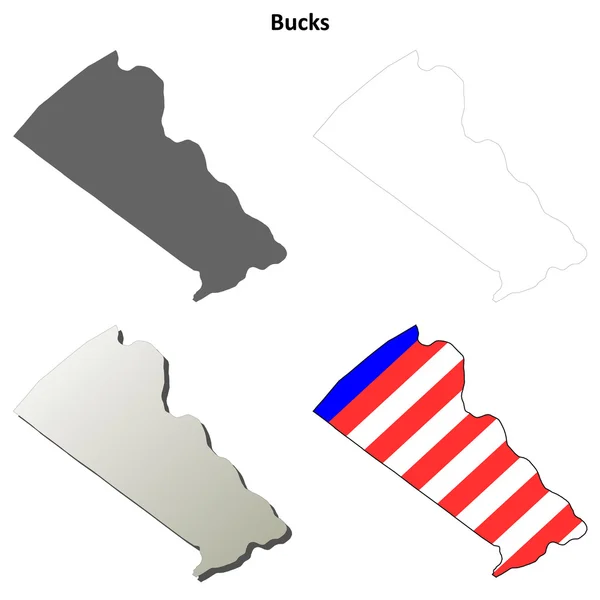 木びき台郡、ペンシルバニア州概要地図セット — ストックベクタ