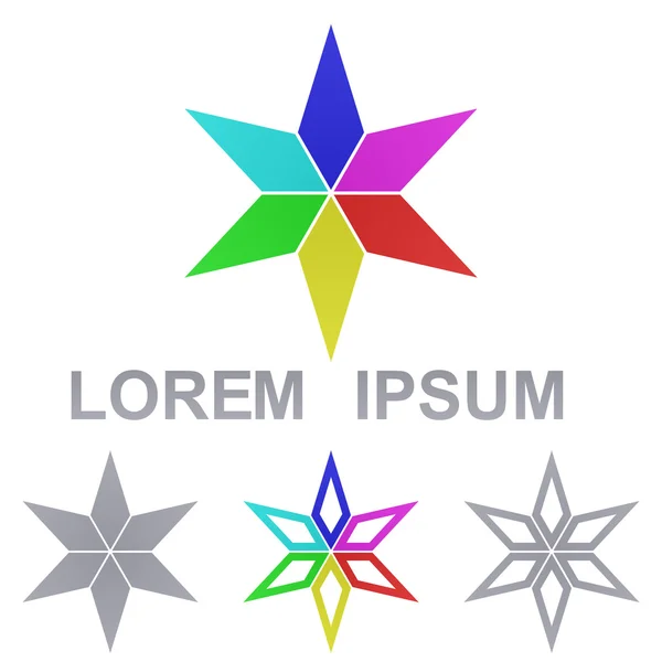 Çok renkli yıldız logo tasarım kümesi — Stok Vektör