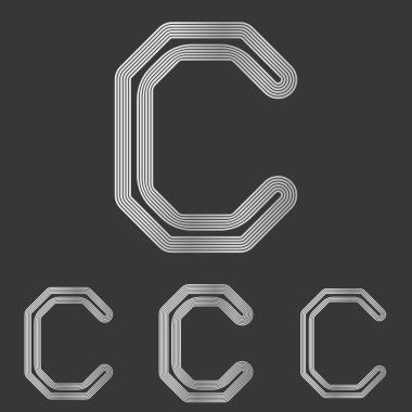 Gümüş çizgi c logo tasarım kümesi
