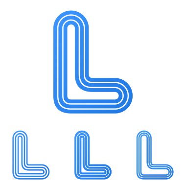 Mavi çizgi l logo tasarım kümesi